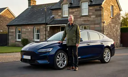 Customer with their delivered car in Renfrewshire, United Kingdom