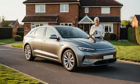 Car delivered to a driveway in Shrewsbury, Shropshire, United Kingdom