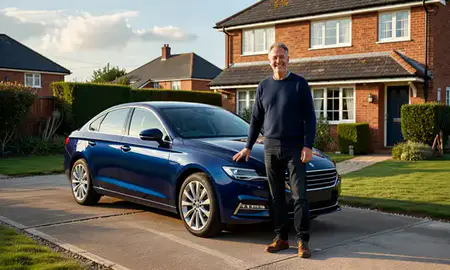 Customer with their delivered car in Telford, Shropshire, United Kingdom