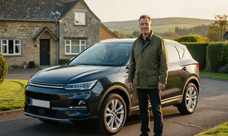 Car delivered to a driveway in Somerset, United Kingdom