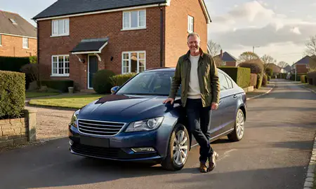 Customer with their delivered car in Bridgwater, Somerset, United Kingdom