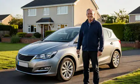 Car delivered to a driveway in Weston-super-Mare, Somerset, United Kingdom
