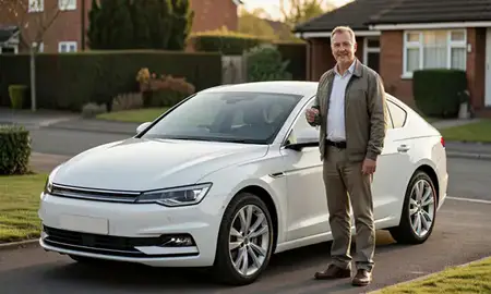 Car delivered to a driveway in Yeovil, Somerset, United Kingdom