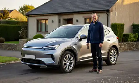 Car delivered to a driveway in South Ayrshire, United Kingdom