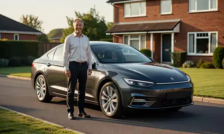 Customer with their delivered car in South Glamorgan, United Kingdom