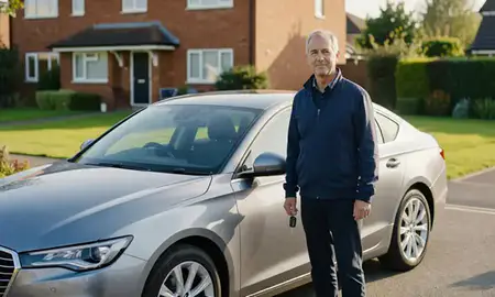 Car delivered to a driveway in South Glamorgan, United Kingdom