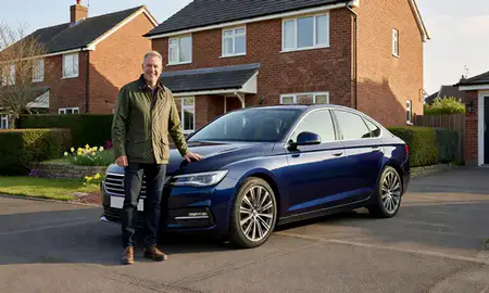 Customer with their delivered car in Cardiff, South Glamorgan, United Kingdom