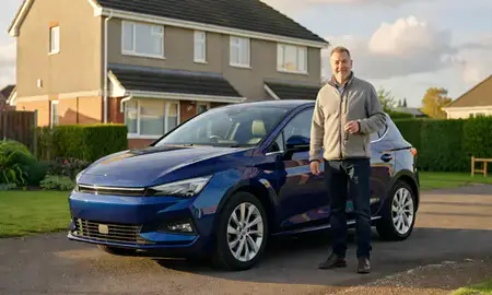 Car delivered to a driveway in South Lanarkshire, United Kingdom