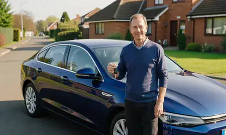 Car delivered to a driveway in Hamilton, South Lanarkshire, United Kingdom