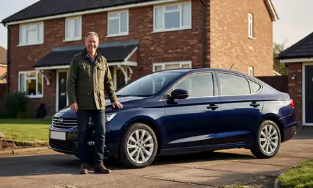 Customer with their delivered car in Barnsley, South Yorkshire, United Kingdom