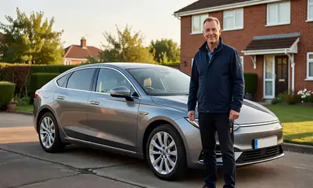 Car delivered to a driveway in Barnsley, South Yorkshire, United Kingdom