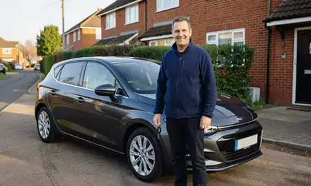 Car delivered to a driveway in Doncaster, South Yorkshire, United Kingdom