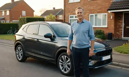 Car delivered to a driveway in Rotherham, South Yorkshire, United Kingdom