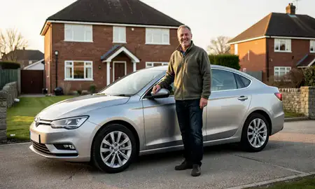 Customer with their delivered car in Sheffield, South Yorkshire, United Kingdom