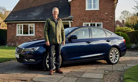 Customer with their delivered car in Staffordshire, United Kingdom