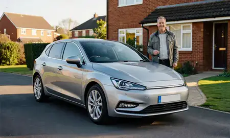 Car delivered to a driveway in Burton upon Trent, Staffordshire, United Kingdom