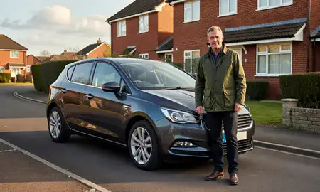 Car delivered to a driveway in Newcastle-under-Lyme, Staffordshire, United Kingdom