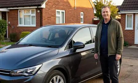 Car delivered to a driveway in Stoke-on-Trent, Staffordshire, United Kingdom