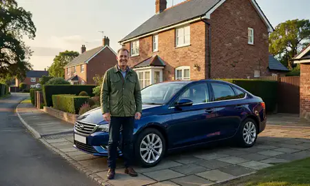 Customer with their delivered car in Tamworth, Staffordshire, United Kingdom