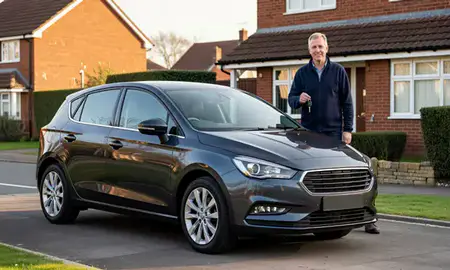 Car delivered to a driveway in Tamworth, Staffordshire, United Kingdom