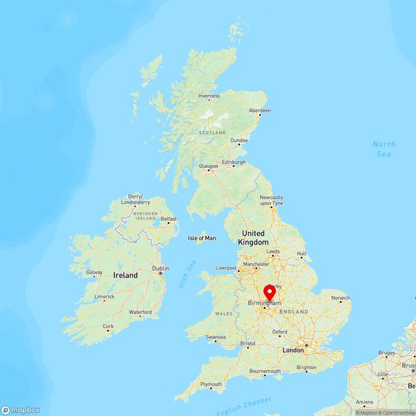 Map of Tamworth, Staffordshire, UK