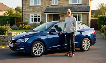 Customer with their delivered car in Stirling, United Kingdom