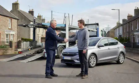 Vehicle owner beside their delivered car in Stirling, United Kingdom
