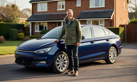 Customer with their delivered car in Ipswich, Suffolk, United Kingdom