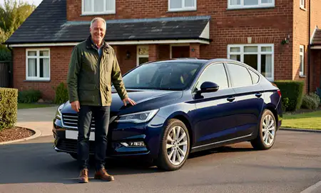 Customer with their delivered car in Lowestoft, Suffolk, United Kingdom
