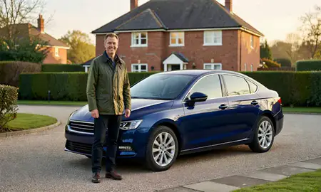 Customer with their delivered car in Surrey, United Kingdom