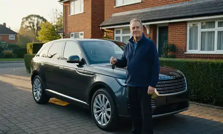 Car delivered to a driveway in Esher, Surrey, United Kingdom
