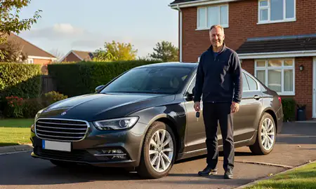 Car delivered to a driveway in Redhill, Surrey, United Kingdom