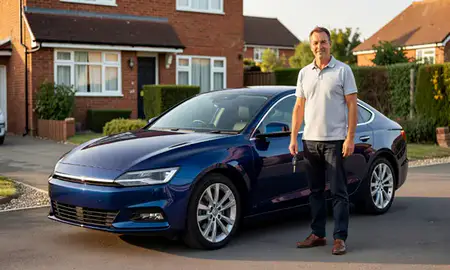 Car delivered to a driveway in Woking, Surrey, United Kingdom
