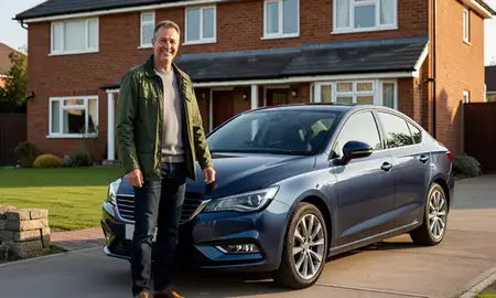 Customer with their delivered car in Tyne and Wear, United Kingdom