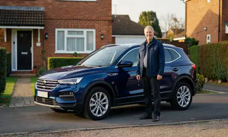 Car delivered to a driveway in Tyne and Wear, United Kingdom