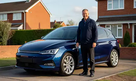 Car delivered to a driveway in Gateshead, Tyne and Wear, United Kingdom