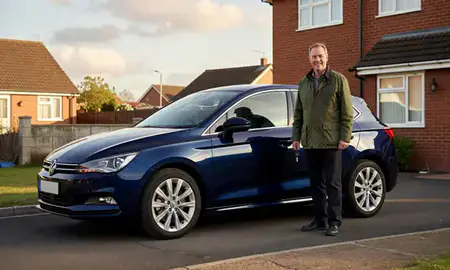 Car delivered to a driveway in South Shields, Tyne and Wear, United Kingdom