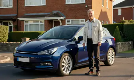 Car delivered to a driveway in Sunderland, Tyne and Wear, United Kingdom
