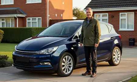 Car delivered to a driveway in Tynemouth, Tyne and Wear, United Kingdom