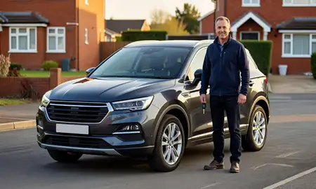 Car delivered to a driveway in Wallsend, Tyne and Wear, United Kingdom