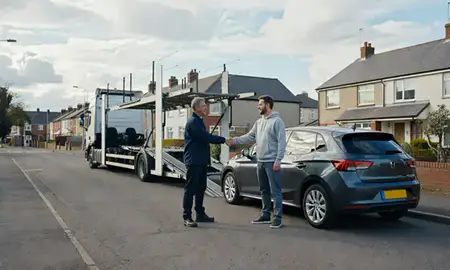 Vehicle owner beside their delivered car in Wallsend, Tyne and Wear, United Kingdom