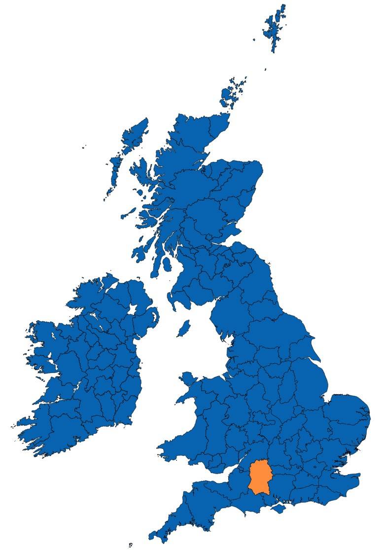 Map of Wiltshire, UK