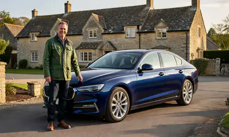 Customer with their delivered car in Warwickshire, United Kingdom