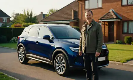 Car delivered to a driveway in Nuneaton, Warwickshire, United Kingdom