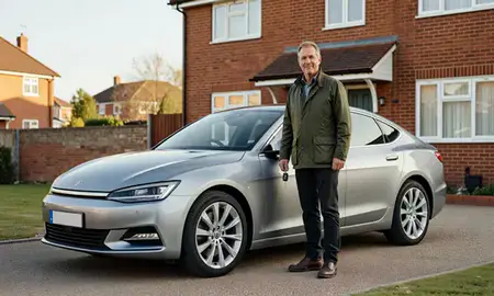 Car delivered to a driveway in Royal Leamington Spa, Warwickshire, United Kingdom