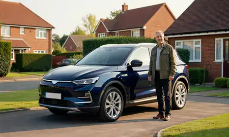 Car delivered to a driveway in Rugby, Warwickshire, United Kingdom