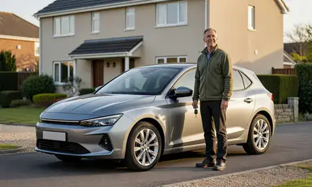Car delivered to a driveway in West Glamorgan, United Kingdom