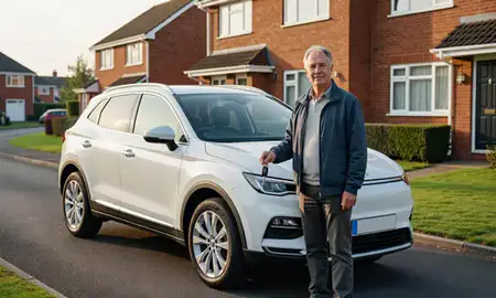 Car delivered to a driveway in Neath, West Glamorgan, United Kingdom