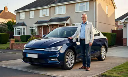 Customer with their delivered car in Port Talbot, West Glamorgan, United Kingdom