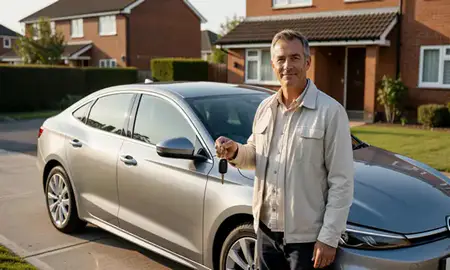 Car delivered to a driveway in Port Talbot, West Glamorgan, United Kingdom